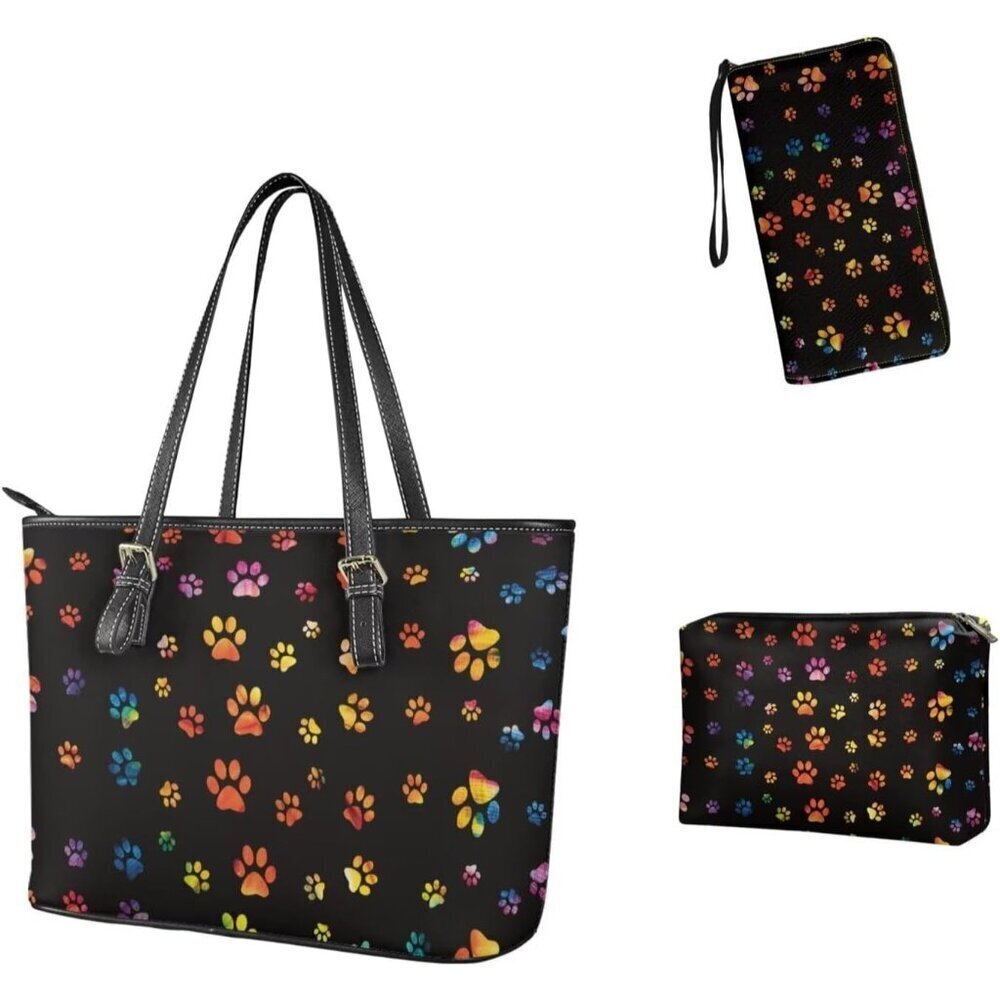 3Pcs Tote Bags Set Top Handle Satchel Clutch Wallet Women Gifts Mother